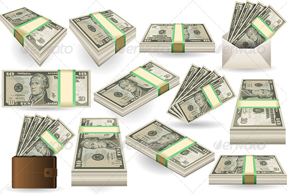 Set of Ten Dollars Banknotes - Business Conceptual