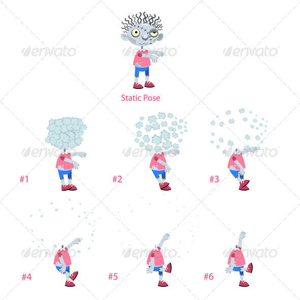 Animation of Zombie with Explosion of Head. - Characters Vectors