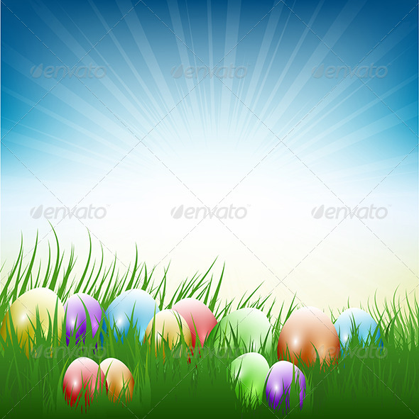Easter Eggs in Grass - Seasons/Holidays Conceptual