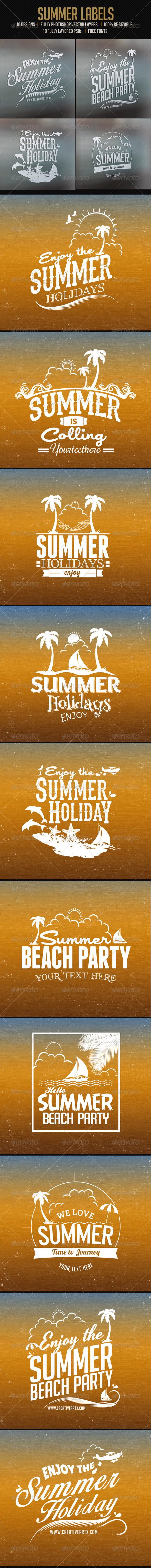10 Summer Labels - Badges & Stickers Web Elements