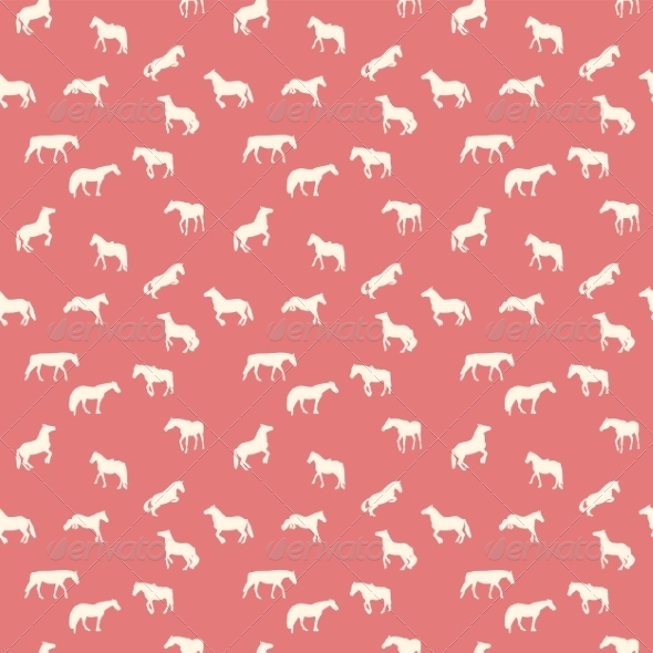 Horse Runs, Hops, Gallops Isolated. Seamless Patte - Animals Characters