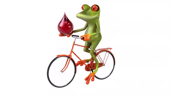 Fun frog on a bicycle - Digital animation alt