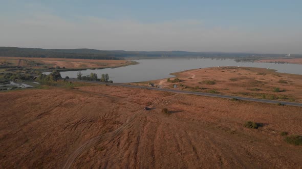 Top View of Field Road and River alt