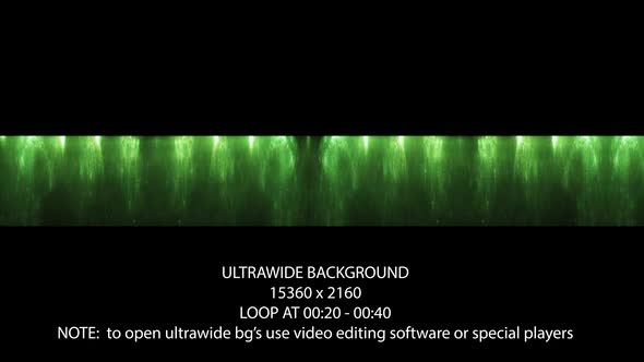 Magic Green Glow Particles Ultrawide Background alt