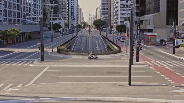 famous avenue, empty by covid, drone image