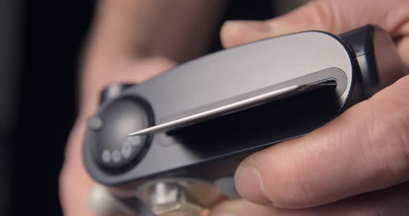 Polaroid, instax camera slow motion, getting photo alt