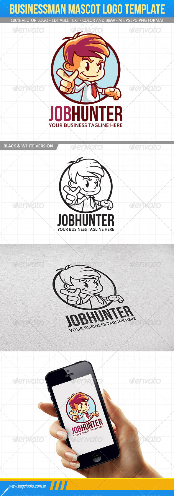 Businessman Mascot Logo Template - Humans Logo Templates