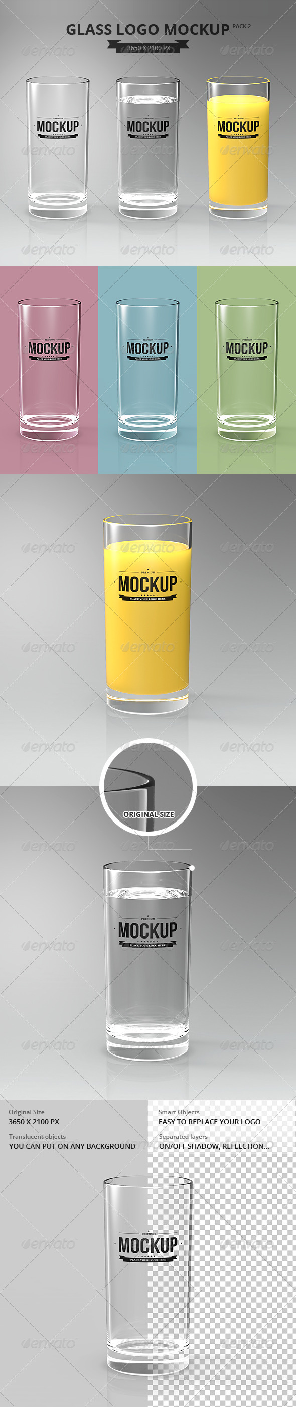 Glasses Logo Mockup Pack 2 - Food and Drink Packaging