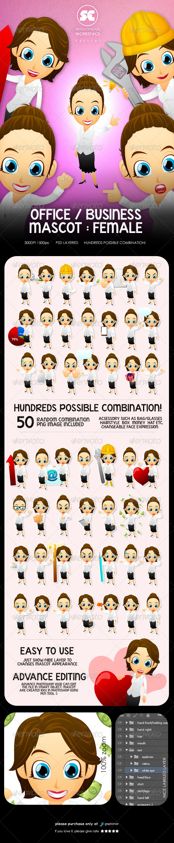 Female Office And Business Mascot - Characters Illustrations