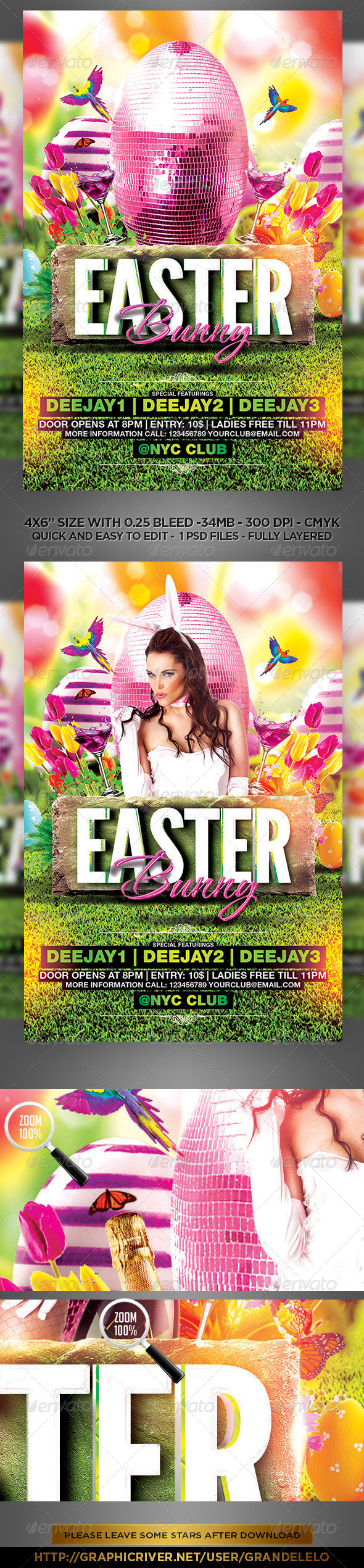 Easter Bunny Flyer Template - Clubs & Parties Events