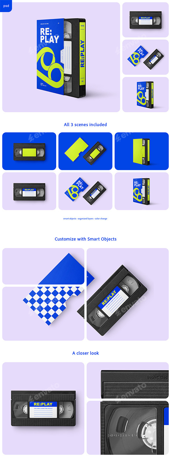 VHS Video Cassette Mockup Set