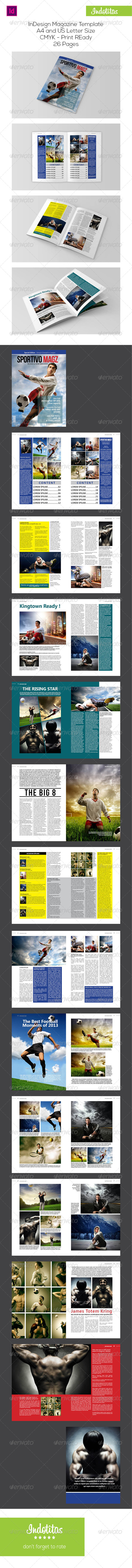 Sport InDesign Magazine Template - Magazines Print Templates