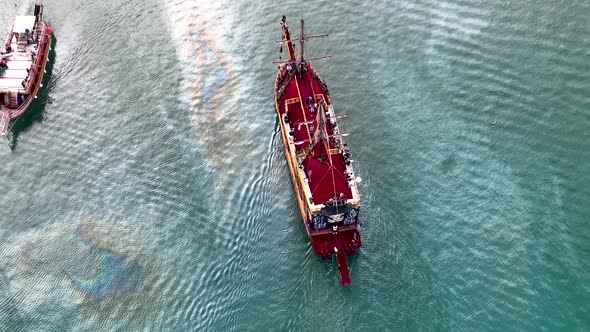 Pirate Harbor aerial view Turkey Alanya 4 K alt