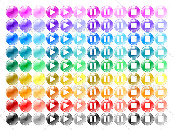 Colored Player Buttons - Decorative Symbols Decorative
