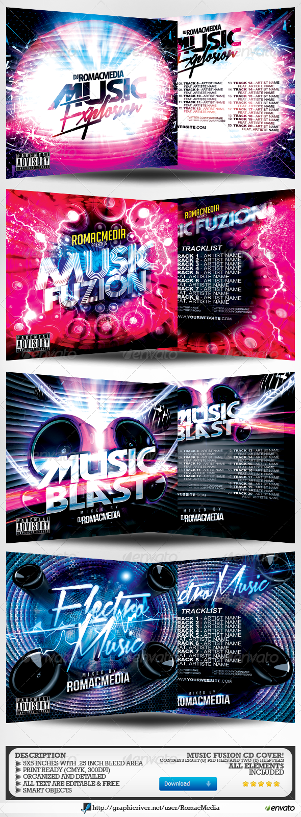 Music CD Cover Mega Bundle 1 - CD & DVD Artwork Print Templates