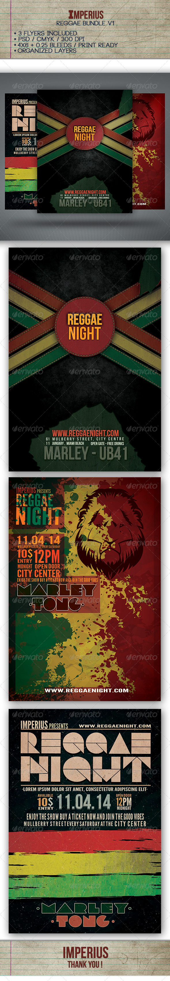 Reggae Bundle V1 - Flyers Print Templates