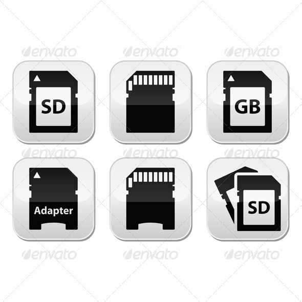 SD, Memory Card, Adapter Buttons Set - Media Technology