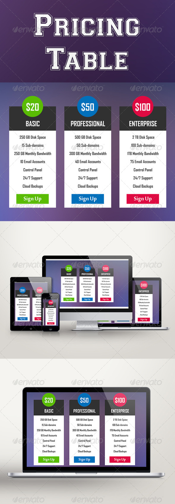 Pricing Tables - Tables Web Elements