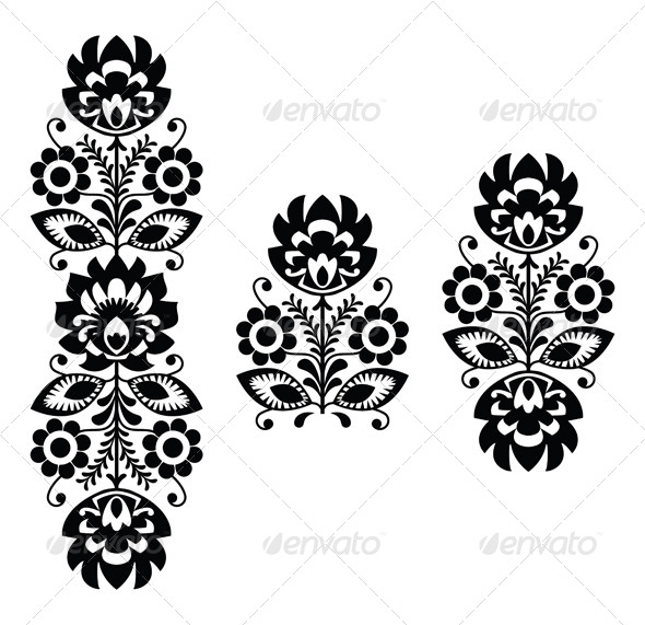 Folk Embroidery, Floral Traditional Polish Pattern - Patterns Decorative