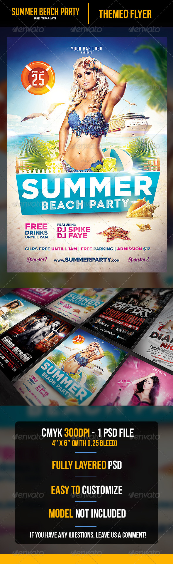 Beach Party Flyer Template - Clubs & Parties Events