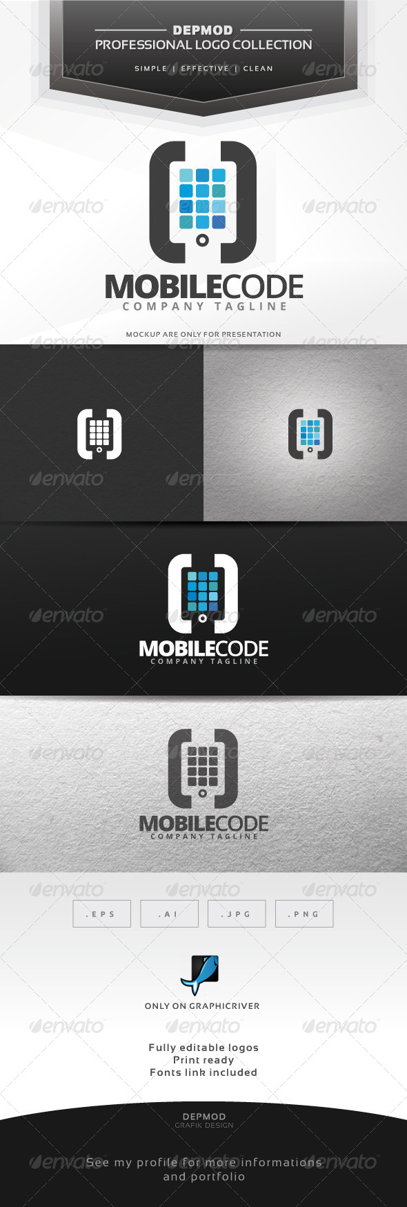 Mobile Code Logo - Symbols Logo Templates