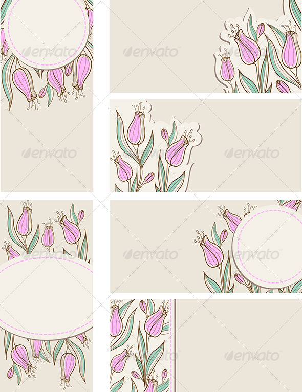 Cards with Pink Tulips - Backgrounds Decorative