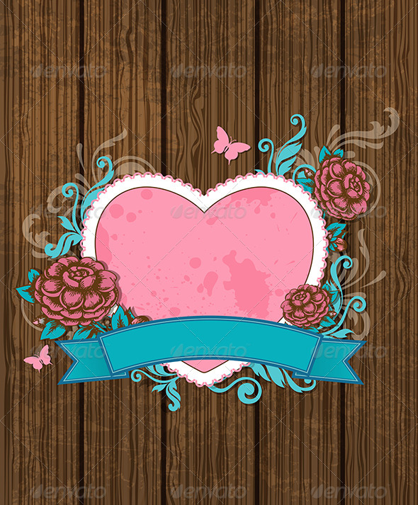 Heart and Pink Roses - Valentines Seasons/Holidays