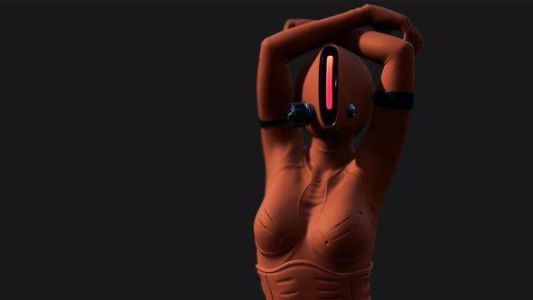 Woman in Futuristic Orange Leather Suit
