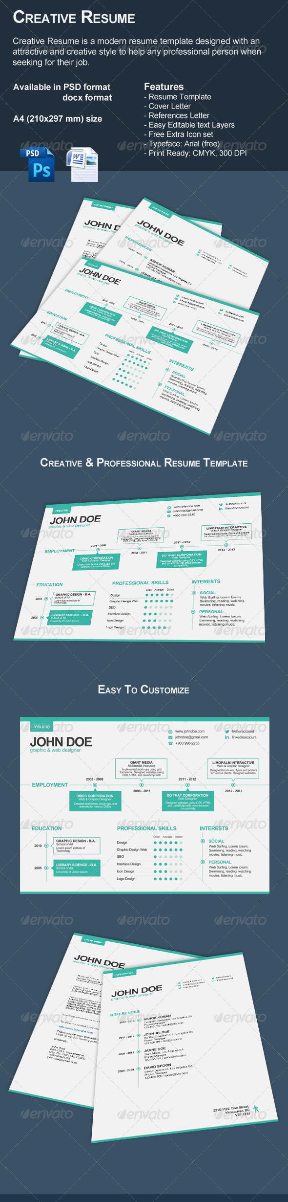 3-Piece Creative Resume Set