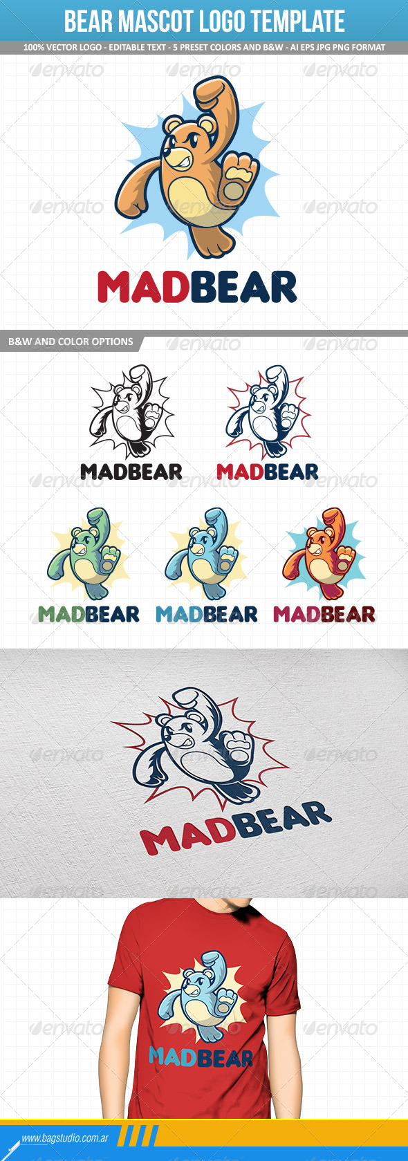 Bear Mascot Logo Template - Animals Logo Templates