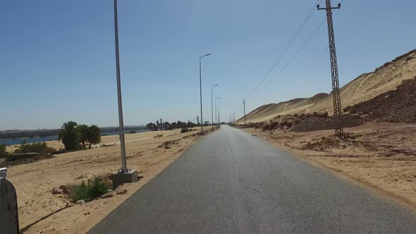 Desert road in Aswan, Egypt. alt