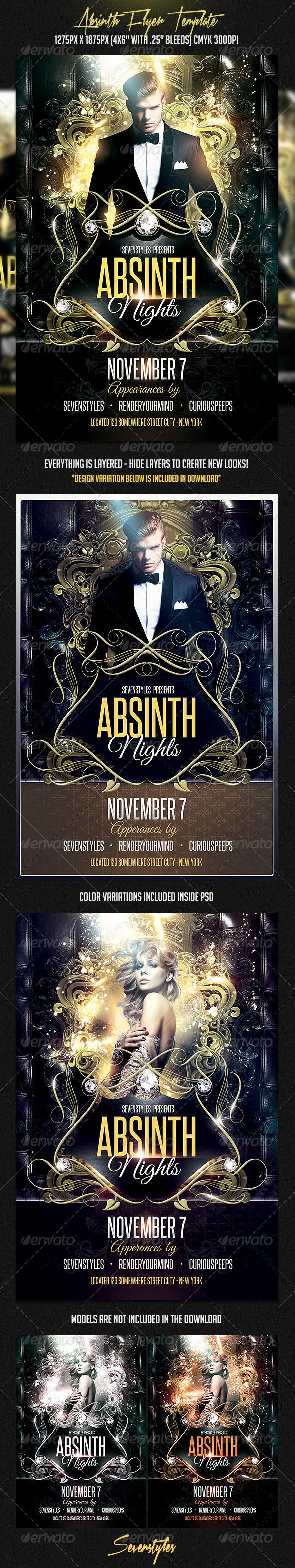 Absinth Flyer Template - Flyers Print Templates