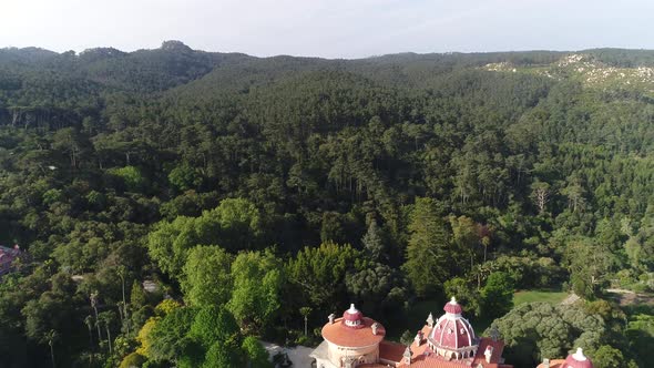 Scenic aerial view of Sintra Natural Park, Portugal. alt