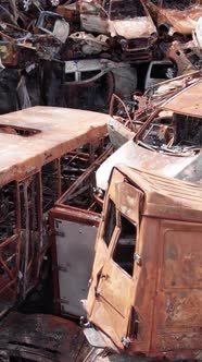 Vertical Video of the War in Ukraine  Destroyed Cars alt