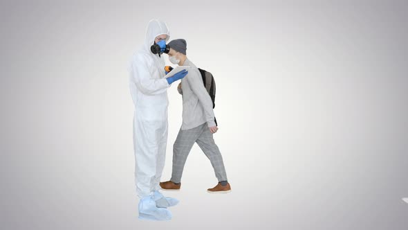 Screening People for Virus Symptoms Temperature Checkpoint on Gradient Background alt