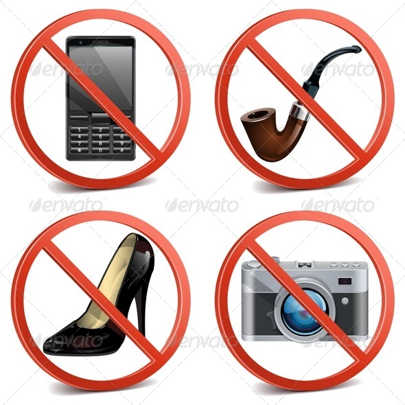 Vector Prohibitory Sign Icons - Technology Conceptual