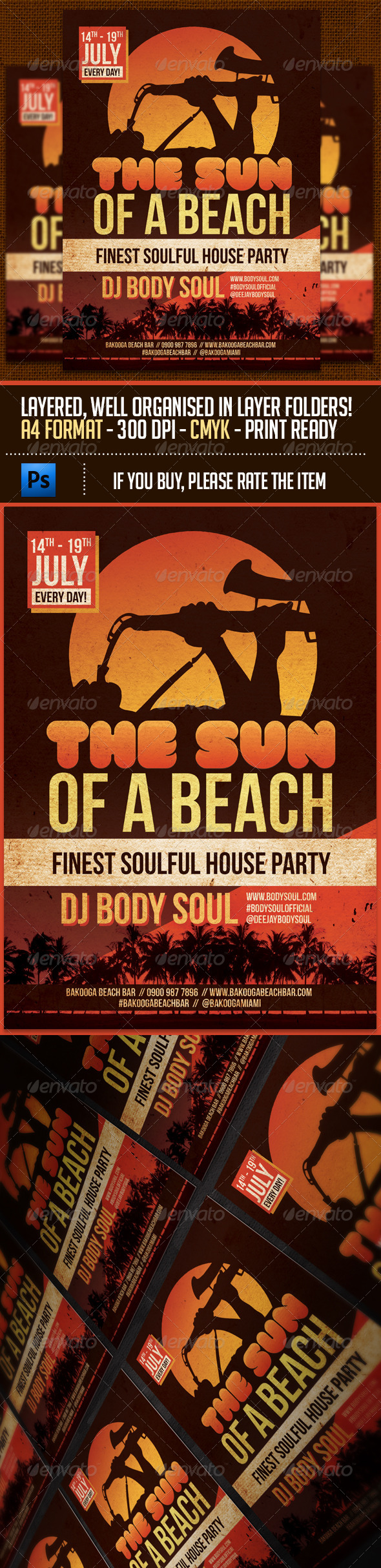 The Sun Of A Beach Party Flyer Template - Clubs & Parties Events