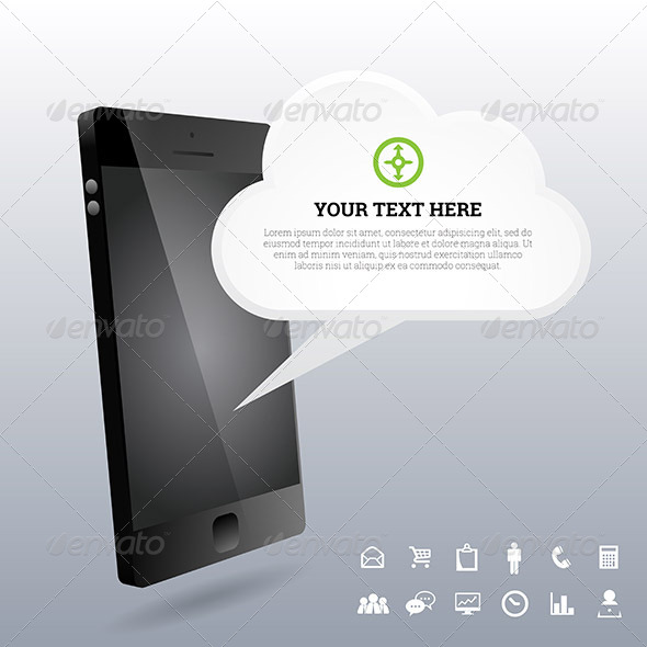 Phone 3D Cloud Design Elements - Communications Technology
