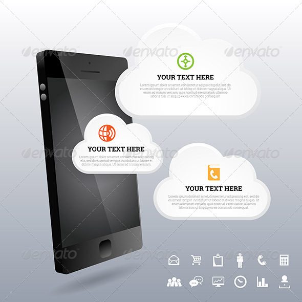 Phone 3D Cloud Design Elements - Communications Technology