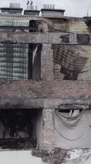 Vertical Video of a House That Was Damaged During the War in Ukraine alt