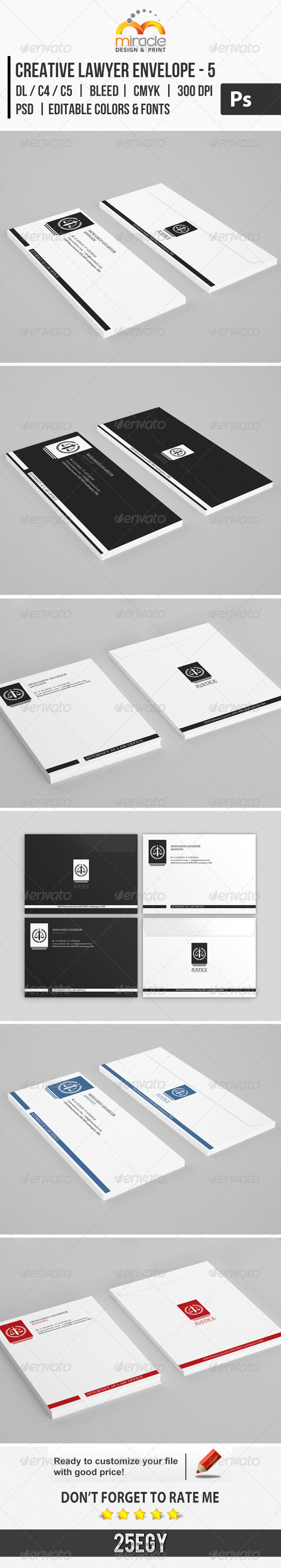 Creative Lawyer Envelope #5 - Stationery Print Templates