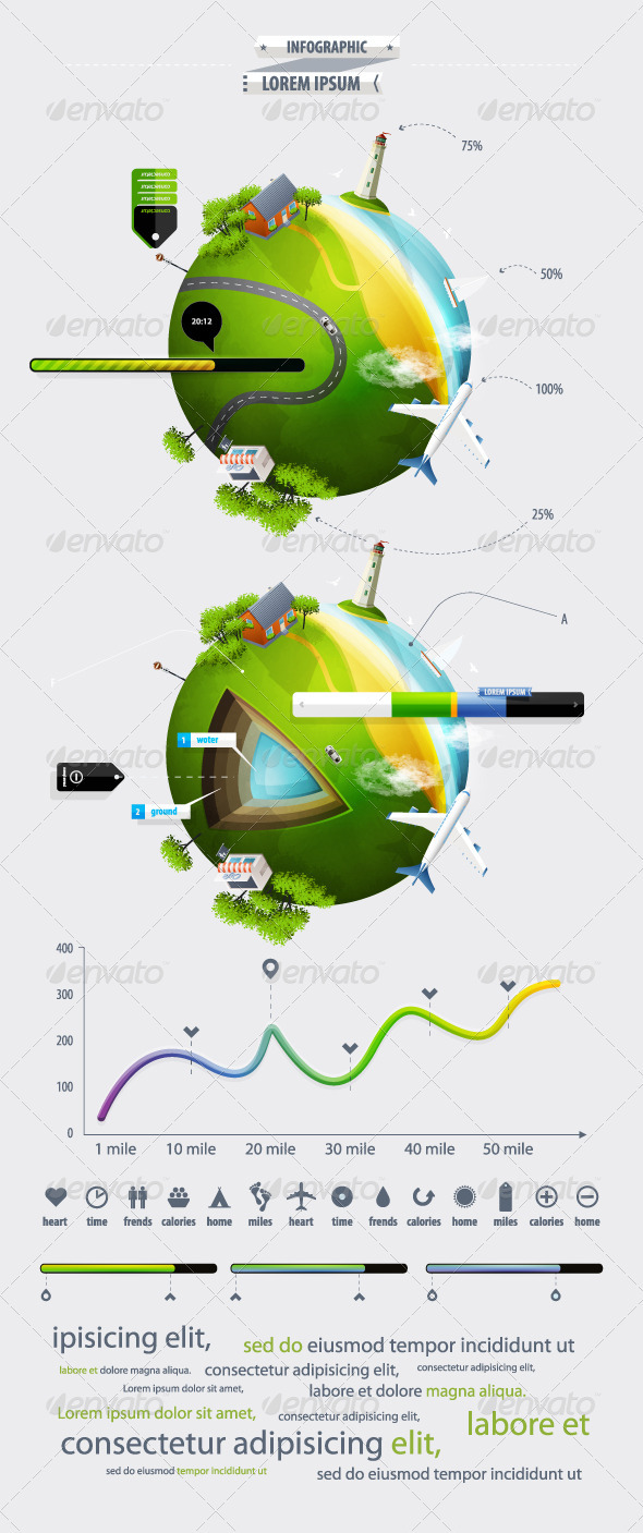 Elements of Infographics with the Ball Planet Eart - Infographics