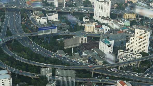 Timelapse of Bangkok city view with main traffic, Thailand