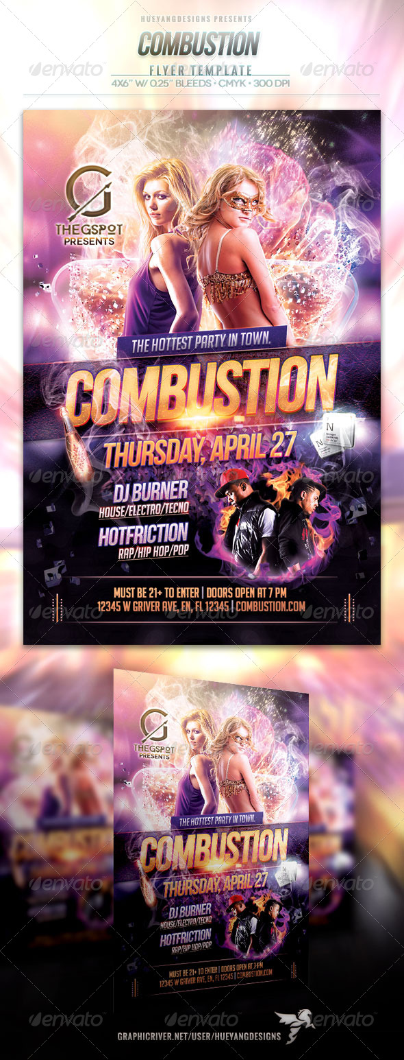 Combustion Flyer - Clubs & Parties Events