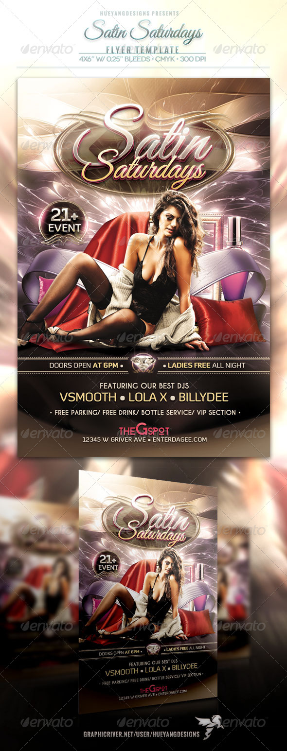 Satin Saturdays Flyer - Clubs & Parties Events