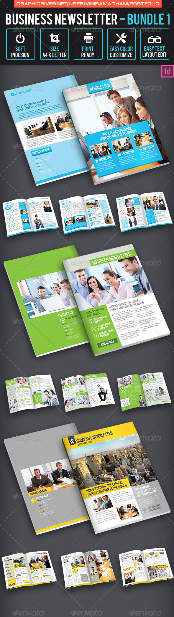 Business Newsletter Bundle 1 - Newsletters Print Templates
