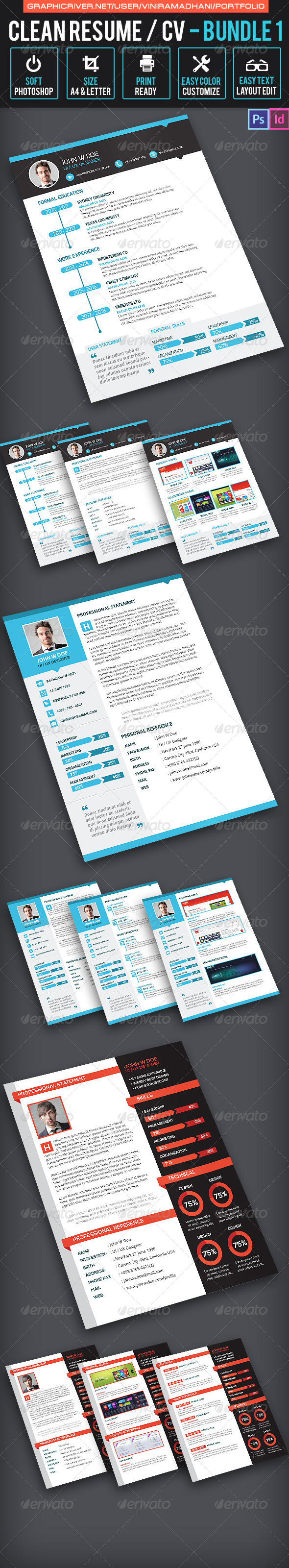 Simple Resume CV Bundle - Resumes Stationery