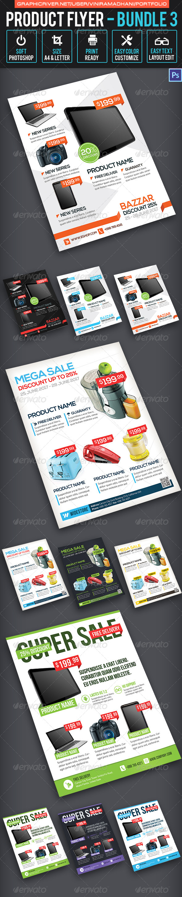 Product Promotion Flyer Bundle 3 - Commerce Flyers