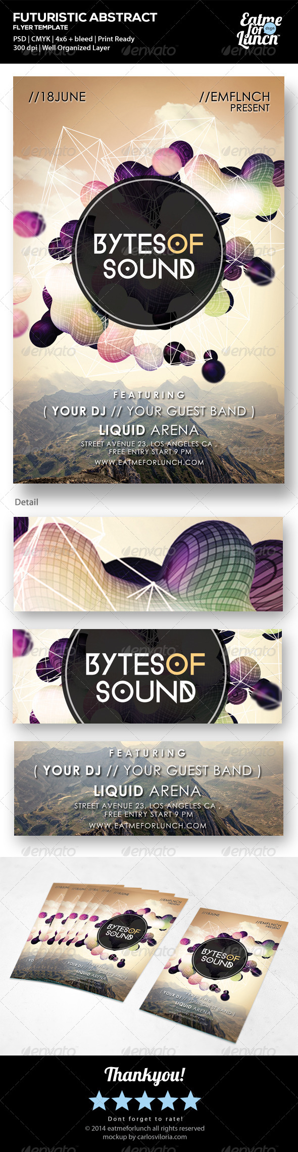 Futuristic Abstract Flyer - Bytes of Sound - Events Flyers