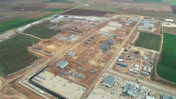 Construction Site Empty Field Aerial View alt